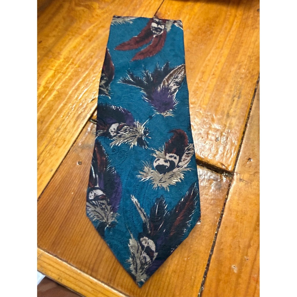 Vintage‎ teal feather neck tie